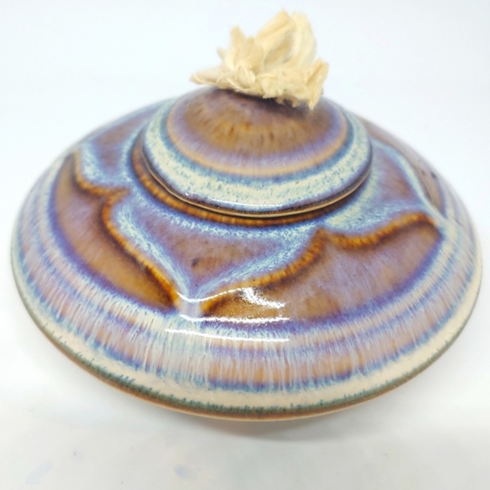 Bill Campbell Studio Glazed Pottery Oil Lamp